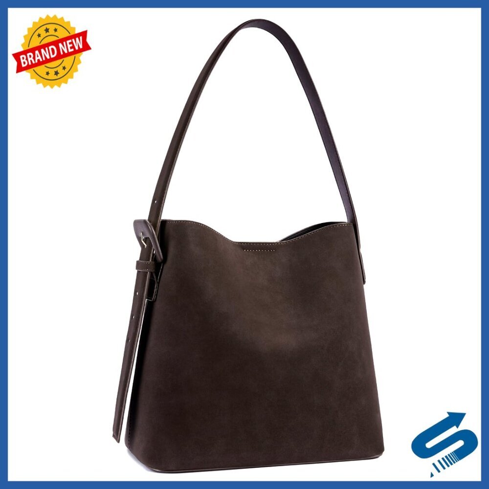 Vegan Leather Bucket Bag Adjustable Strap Spacious Minimal Chic Versatile